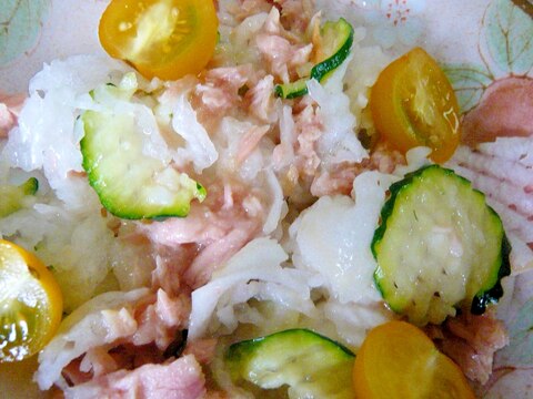 ♥ ワッフルズッキーニ&玉ねぎ&トマトのサラダ ♥